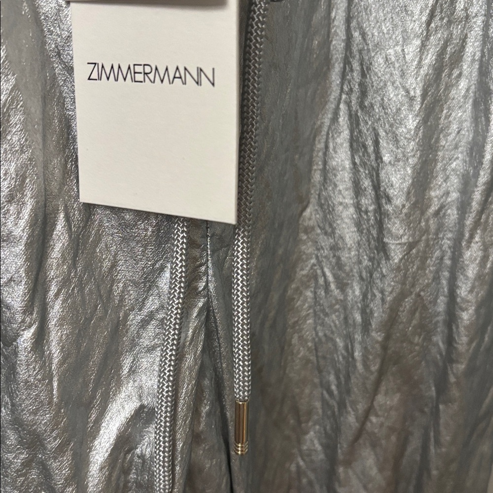 NWT [$650] Zimmermann Rhythmic Drawstring Silver Metallic Pants. size 0 - Picture 3 of 8